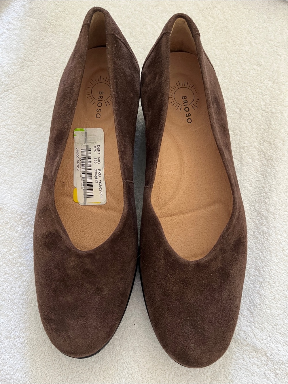 Brioso Dark Brown Suede Rounded Toe Flats